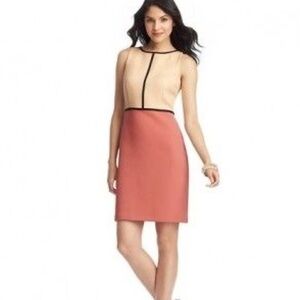 LOFT Colorblock Dress in Peach and Coral